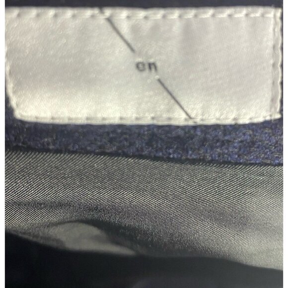 En Navy Size 38 Virgin Wool Cashmere Pencil Skirt Made In Austria Trimmed Split - Picture 8 of 14